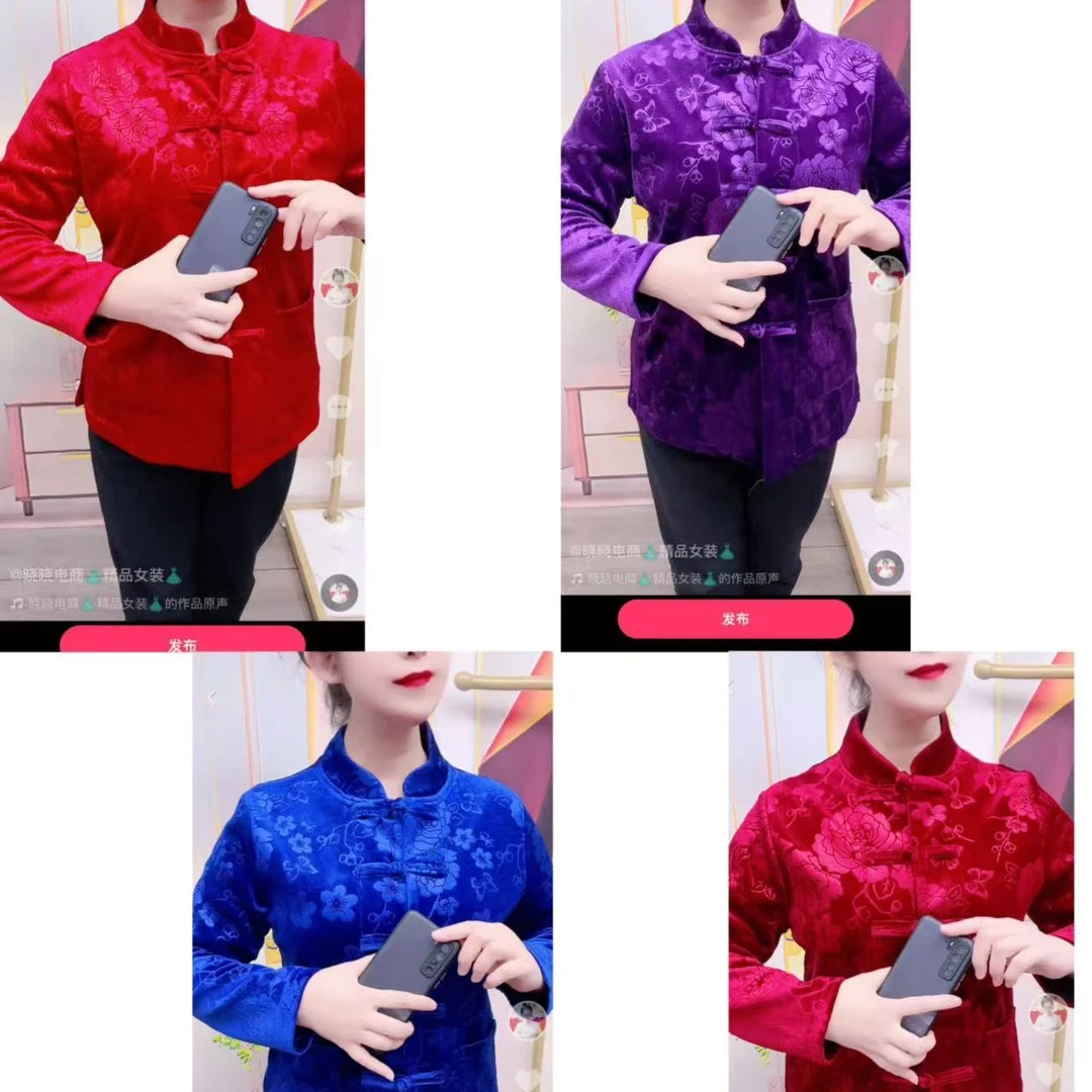 冬季双面绒加厚外套保暖舒适宽松型中老年妈妈装