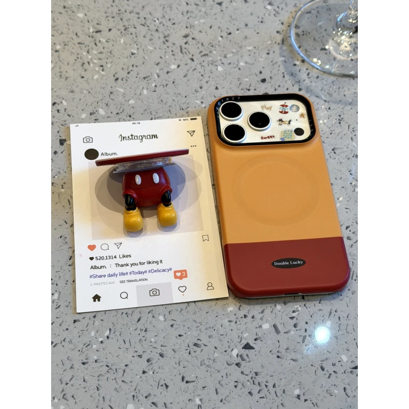 简约可爱撞色米奇屁股磁吸适用于iphone17promax苹果16pr手机壳15