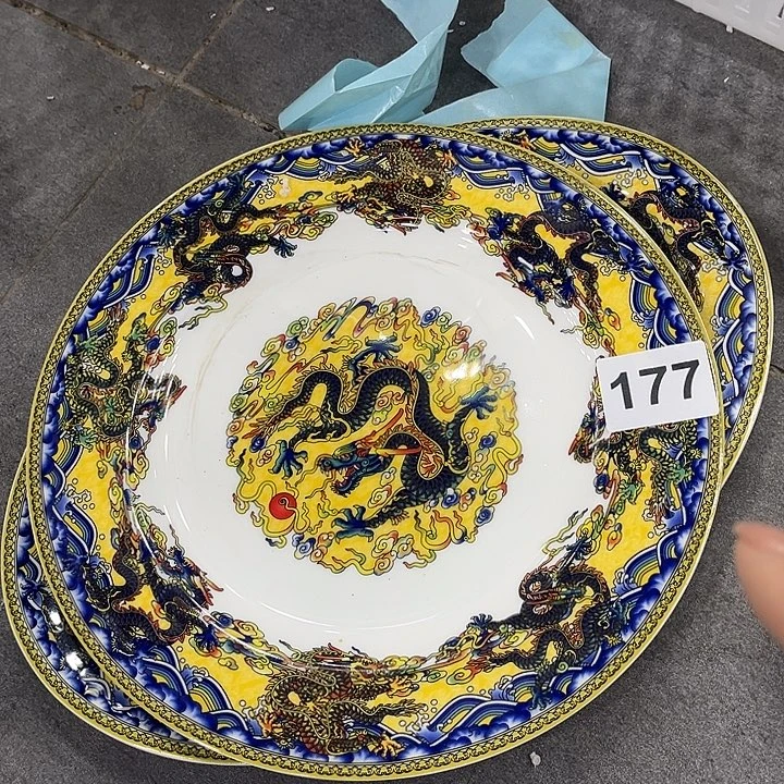 陶摆件鱼盘一个牛排盘一个