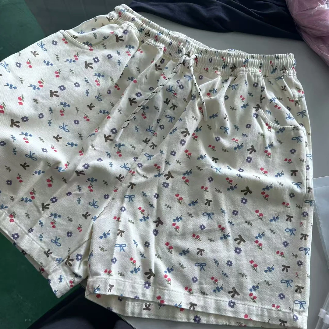 碎花卡通动漫夏季休闲裤子女裤薄款睡裤短裤微弹