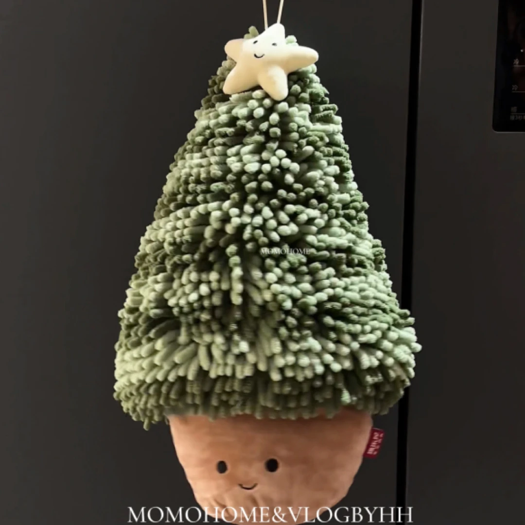 MOMO卡通圣诞树雪尼尔擦手公仔 多功能小树创意擦手巾毛绒玩具