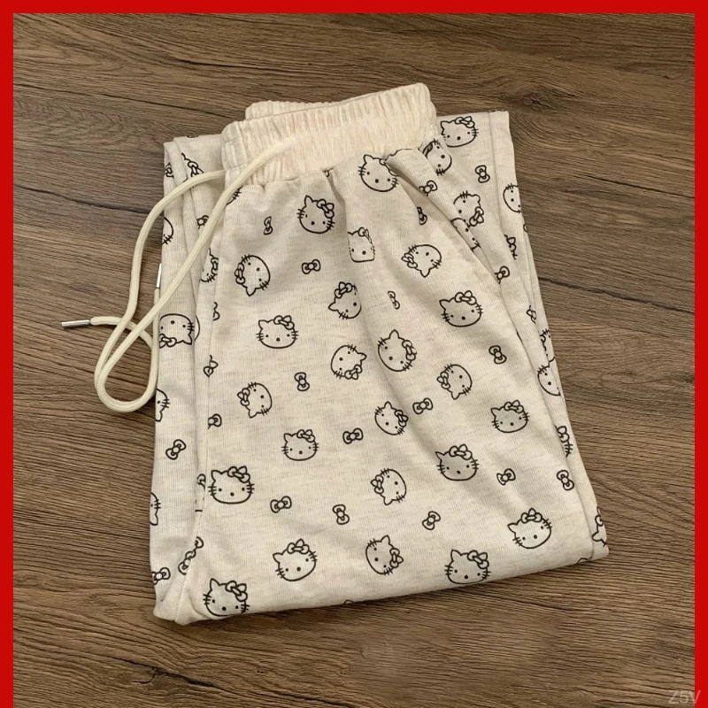 春秋hellokitty学生版女童可爱裤子休闲宽松潮阔腿长裤中大童糯米