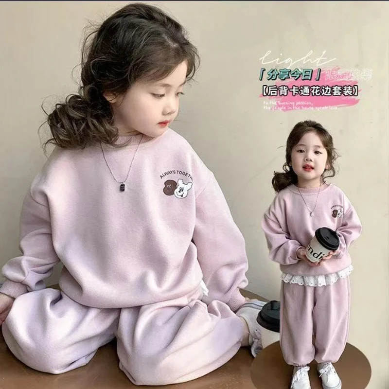 女童加绒套装春秋季新款儿童装卫衣卫裤洋气时髦女宝宝运动两件套