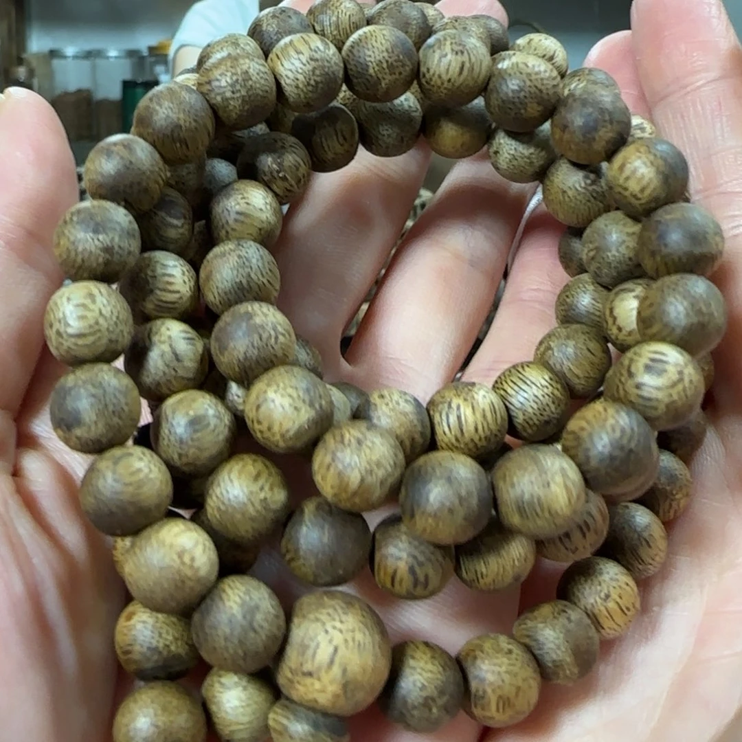 沉香手串绿奇楠沉香圆珠多圈108颗珠子09手串