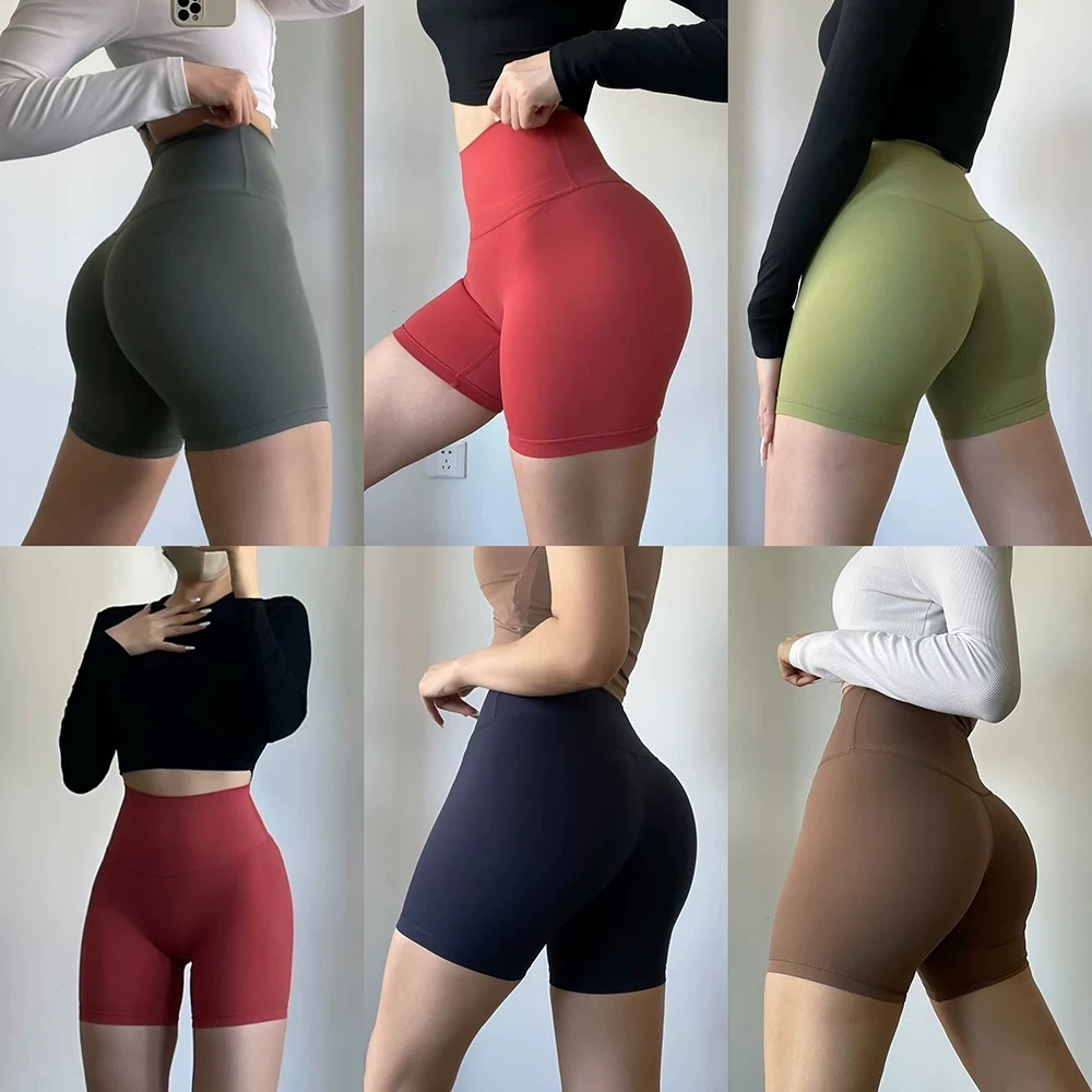 夏季新款裸感三分高弹提臀跑步健身裤女高腰修身外穿速干运动裤