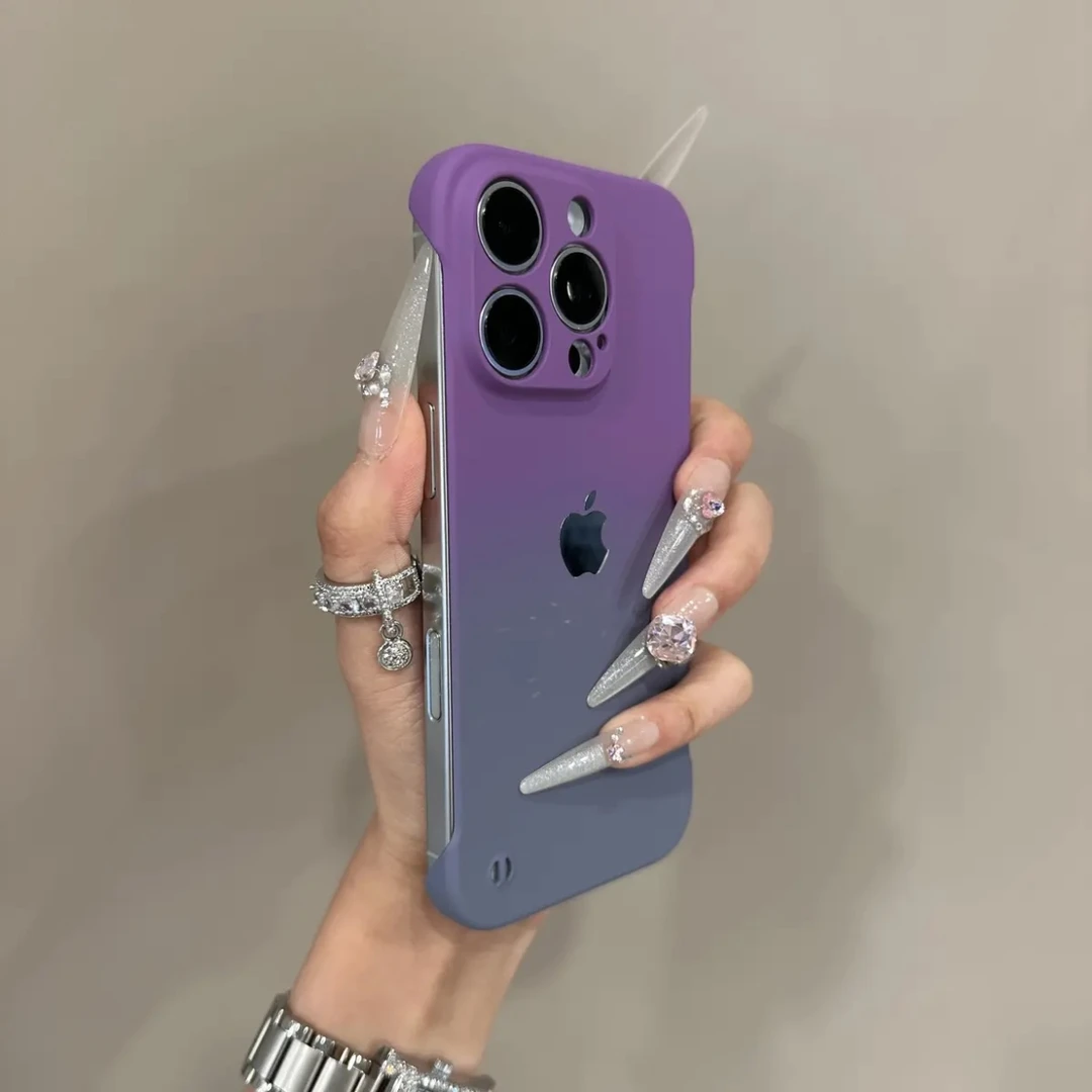 新款渐变无边框适用苹果16promax手机壳小众iPhone15个性14简约13