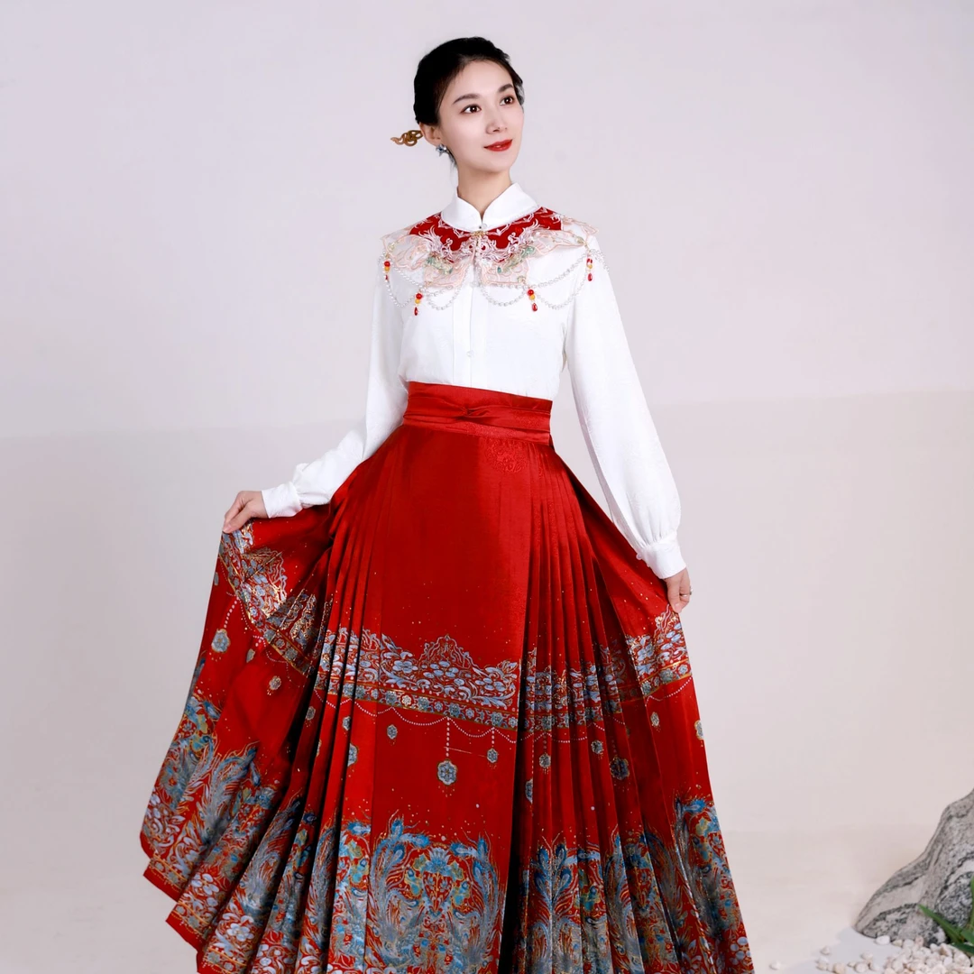 【双凤】套装马面裙+上衣云肩中式马面裙女生汉服百搭汉元素