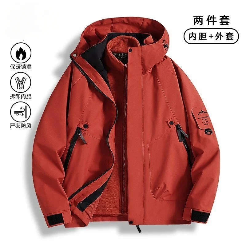 三合一冲锋衣男女同款石墨烯抓绒保暖内胆户外防风防水登山服外套