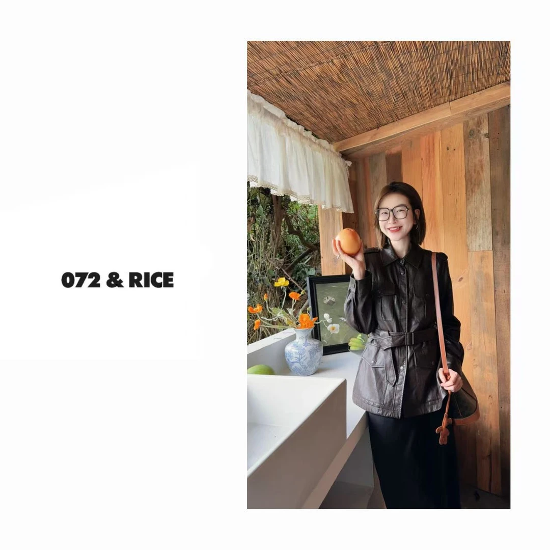 072 & RICE【软心】秋季休闲翻领长袖蛋白皮外套 N-32GC6191