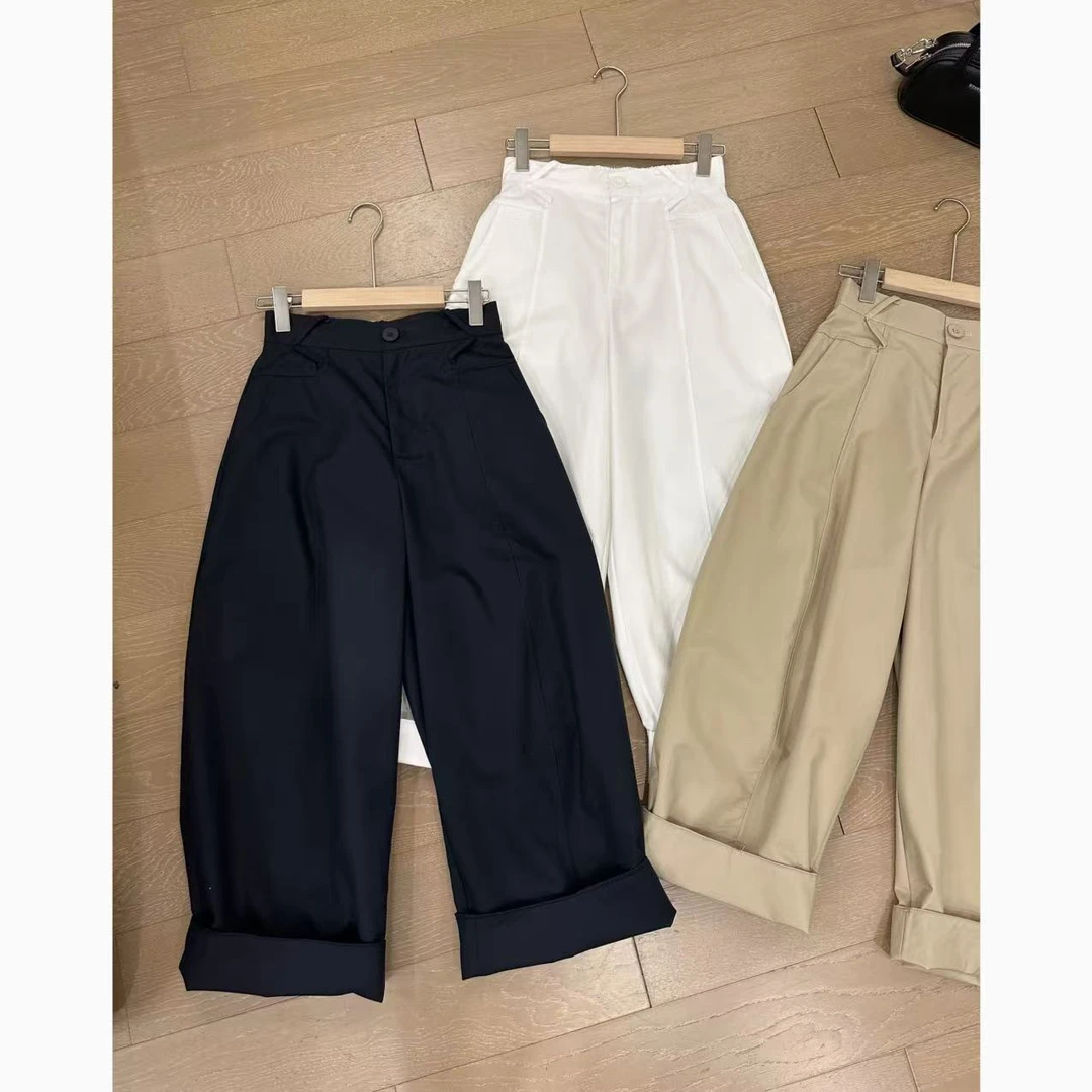 玖了个玖 2025春夏高腰宽松梨形休闲裤工装裤2503C775