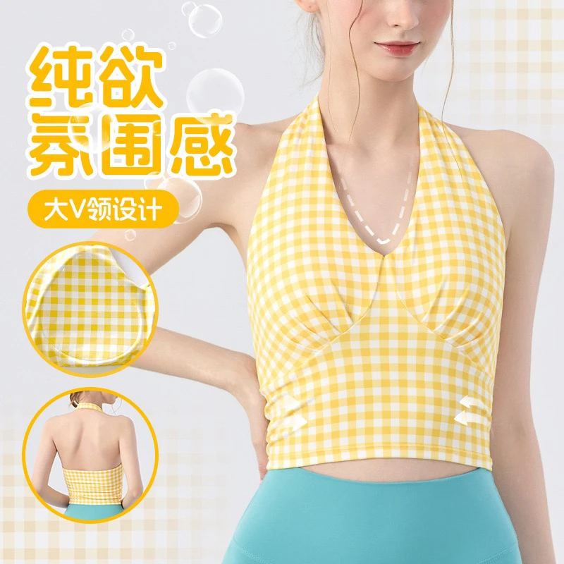 运动内衣防震外穿美背吊带普拉提训练瑜伽背心带胸垫性感聚拢文胸