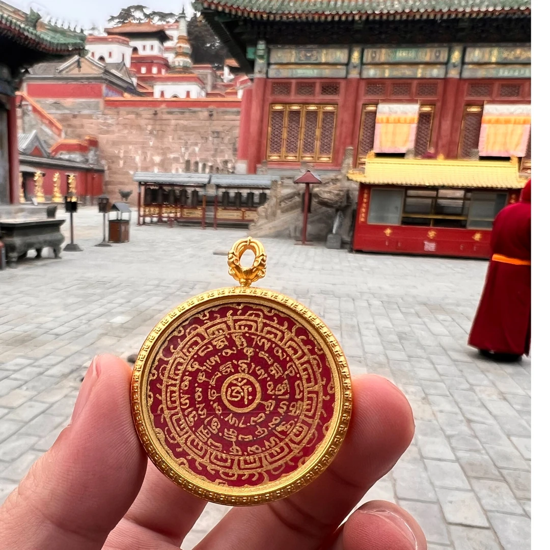 尼泊尔唐卡六字真言全手绘3.5圆形纯手工纯手工唐卡