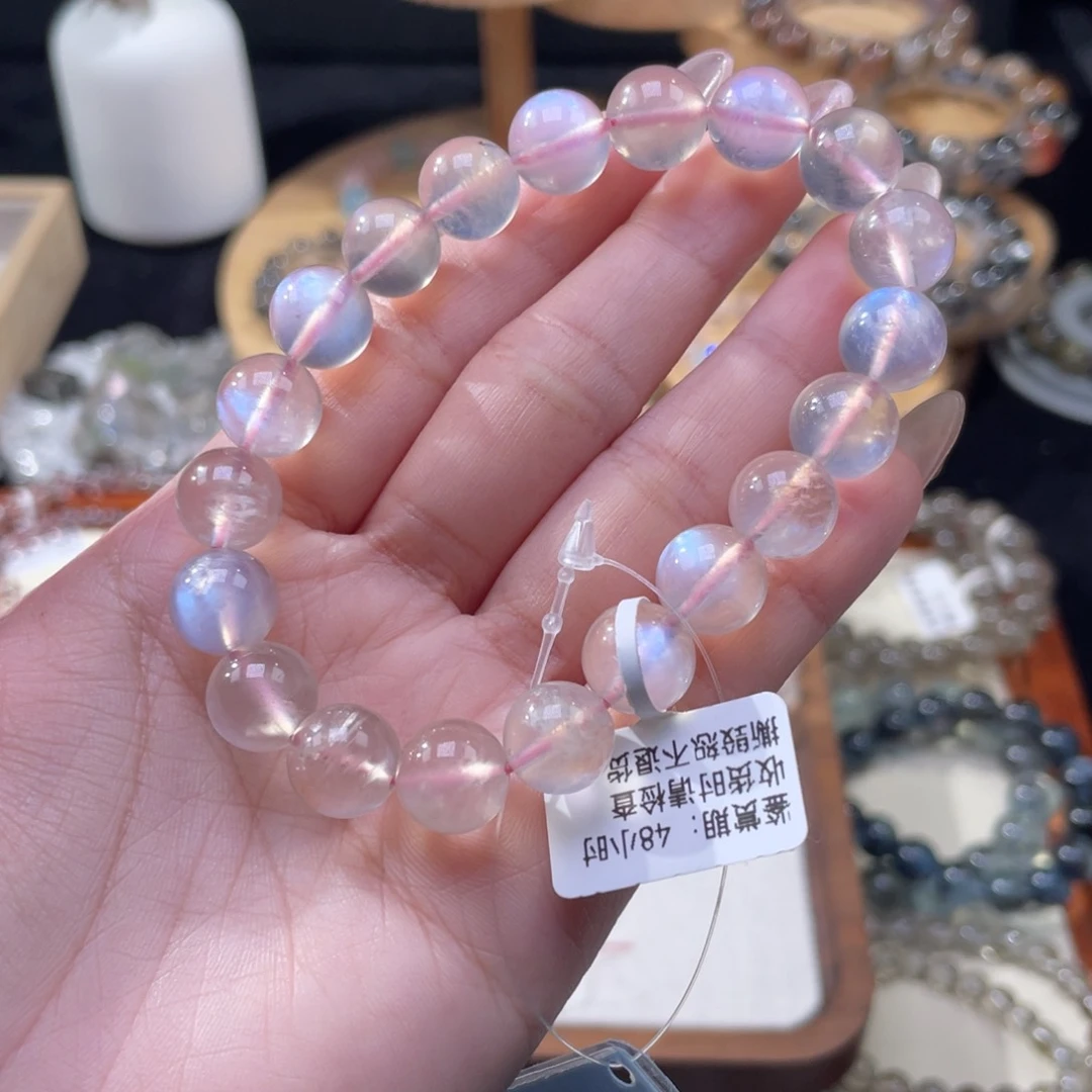 长石手串未镶嵌藕粉月光