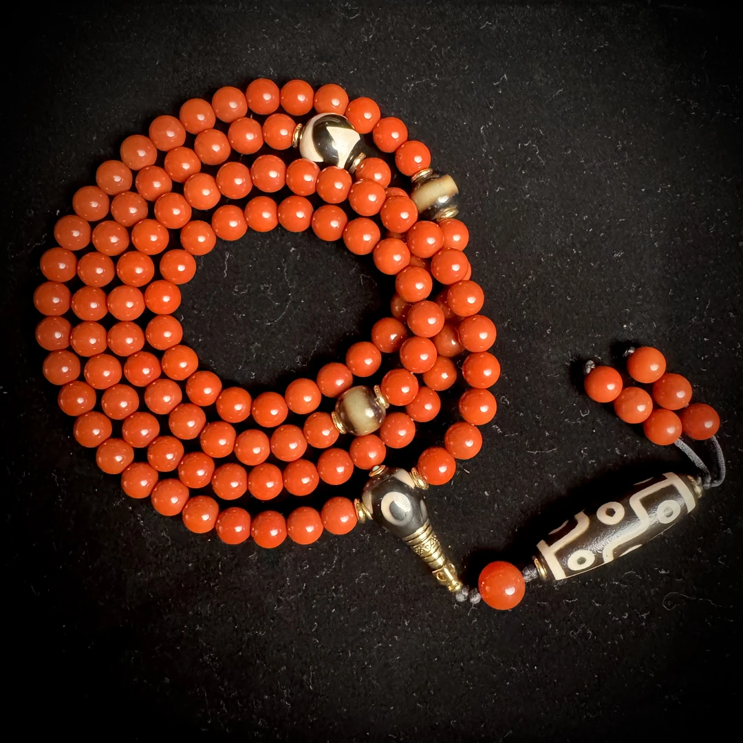 SJC304天珠牛血红男女同款颈饰吊坠-岳岳文玩