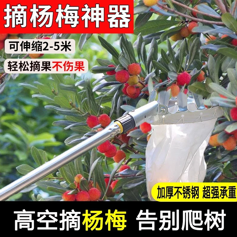 摘杨梅神器伸缩杆树上采水果桑葚樱桃枇杷杨梅多功能摘果器高枝剪