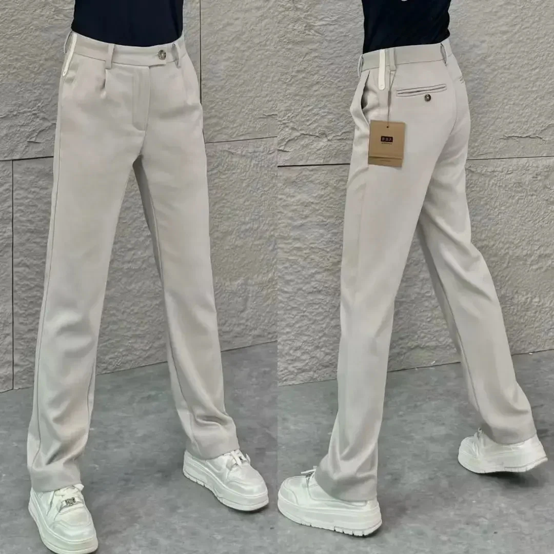 2025春季新款高端男士精纺商务休闲裤百搭垂感弹力直筒裤子夏季