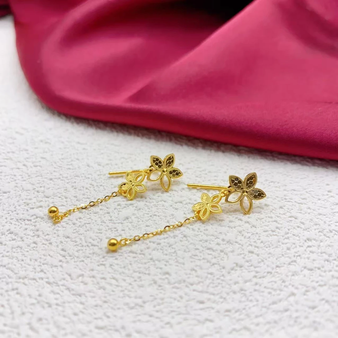 【木韵阁】足金999黄金5G花朵耳针耳钉黄金足金时尚耳钉 2.63