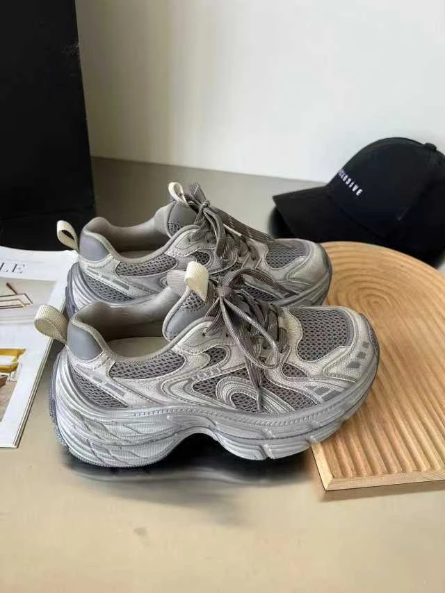 （HBL009）2024年新款厚底女休闲鞋真皮老爹鞋女009