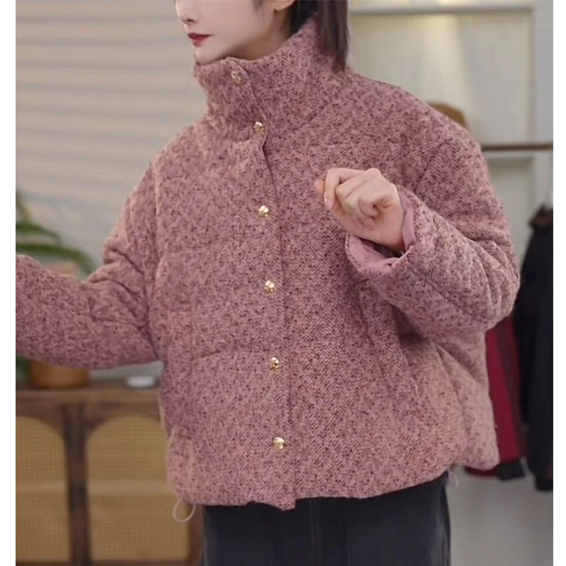 小香风气质立领时尚棉服女2025春季新款加厚保暖休闲百搭简约外套