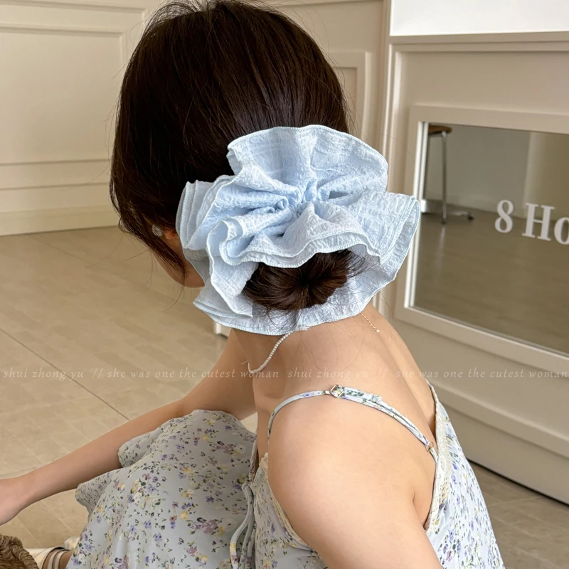 2025新款头绳褶皱大肠发圈女扎头发马尾皮筋大号肥肠发绳头花大圈