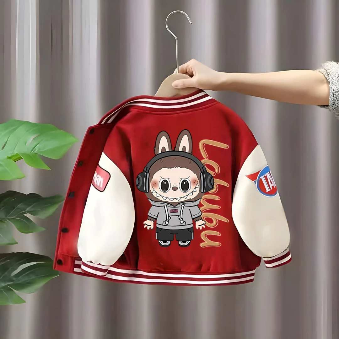 拉布布冬季衣服2025加绒儿童棒球男孩男童外套男童外套棒球服男童
