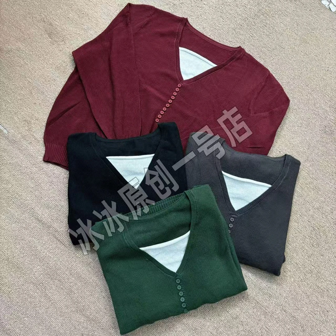 【冰冰一号店】2740 8秋款假两件针织套头长袖针织衫