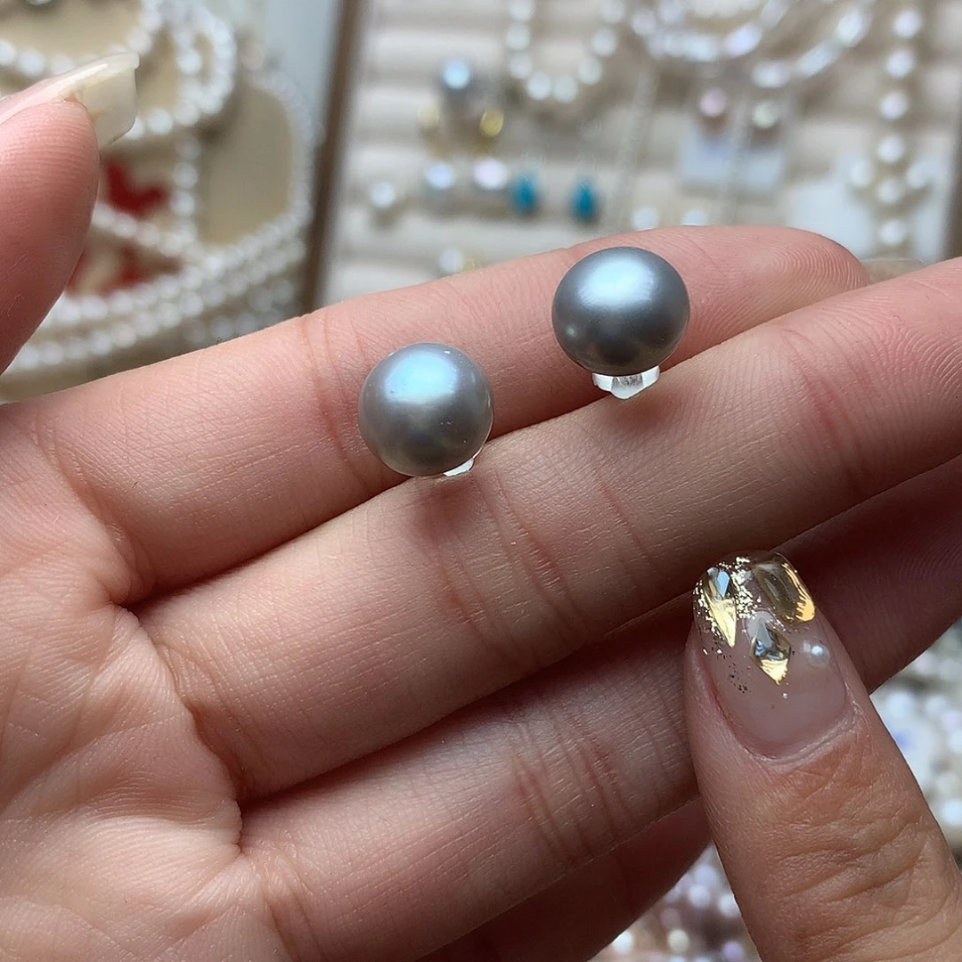 淡水珍珠9-10未镶嵌a195耳环