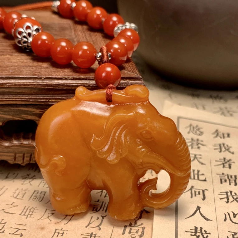 【吉象】岫玉象寓意身体强壮吉祥如意 家庭生活和睦 百搭时尚