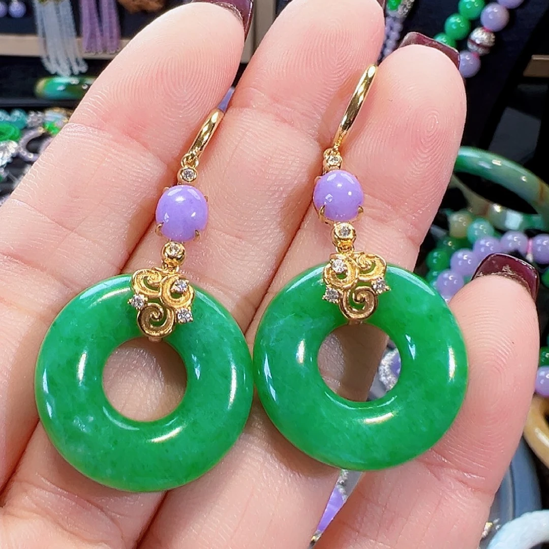 开****翡翠18K金镶嵌耳饰签收后24小时鉴赏期