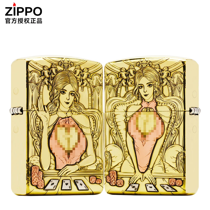ZIPPO/之宝打火机168【女郎】黄铜盔甲机正品煤油机DYJ1