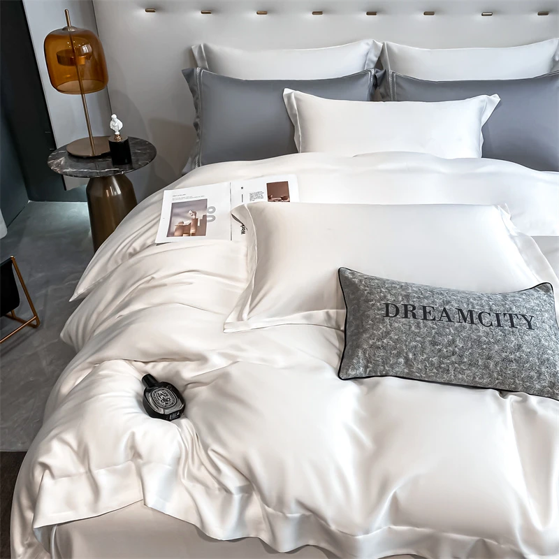 亚朵希尔顿酒店Tencel莱赛尔兰精天丝被套四件套夏季冰丝真丝滑裸