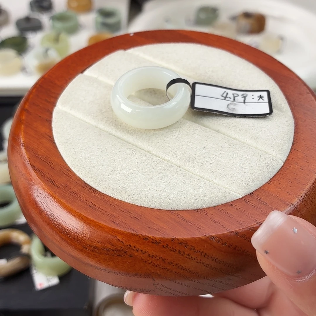 和田玉未镶嵌戒指Q19白玉轮胎内径16.4港码12