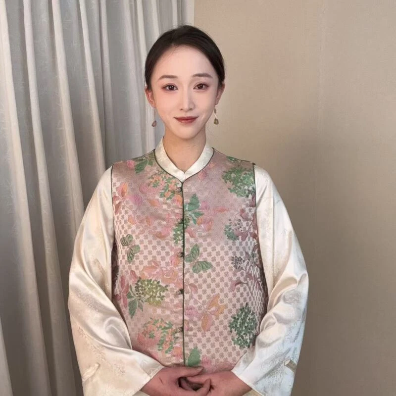 【粉蝶】2025新中式双面穿国风蝶舞织金宋锦马甲CE-35