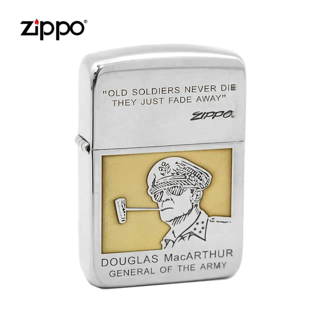 zippo打火机正品-1941金冰双色雕刻麦克阿瑟经典DYJ1