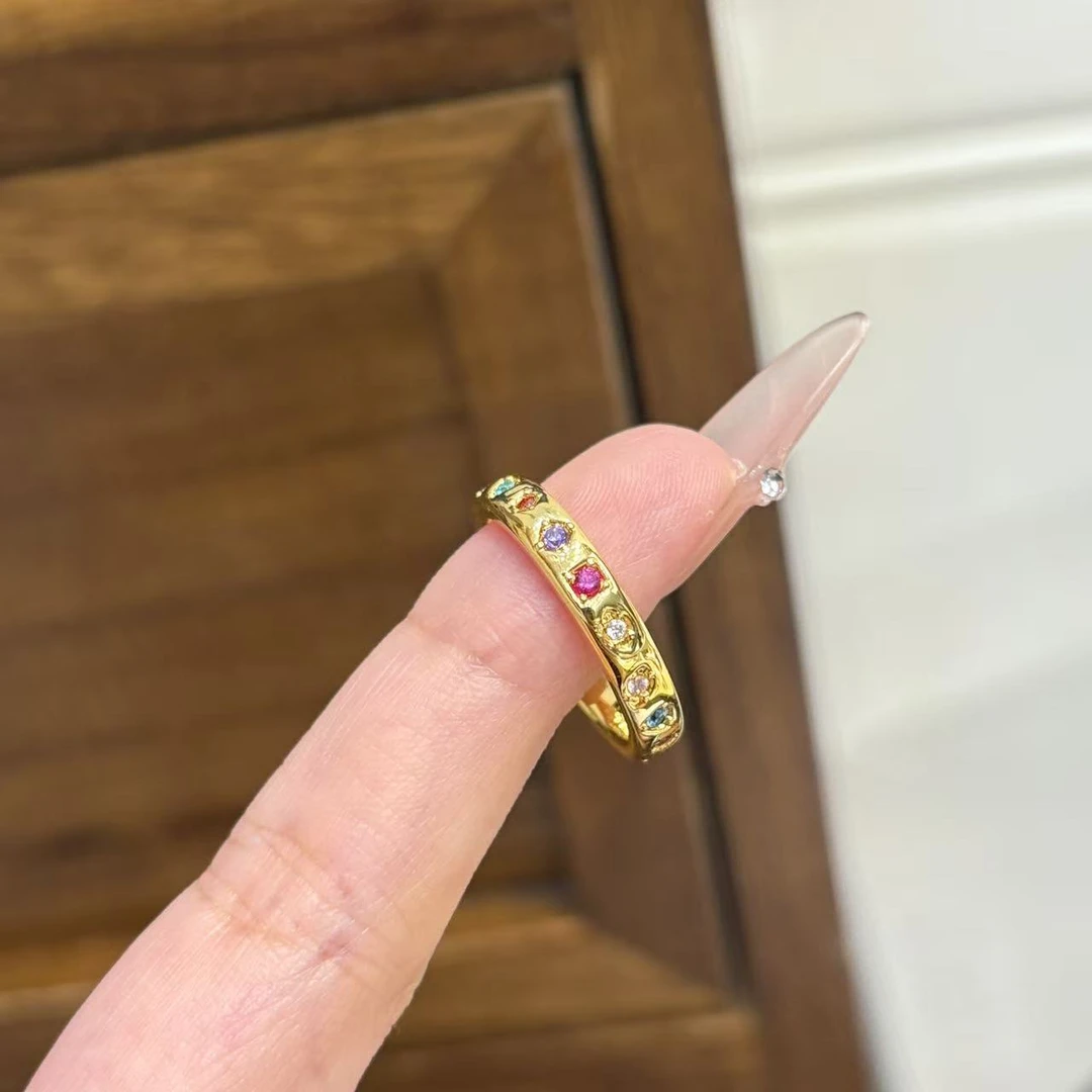 足金999多巴胺糖果戒指5D工艺镶嵌精致活泼少女风小众不撞款个性