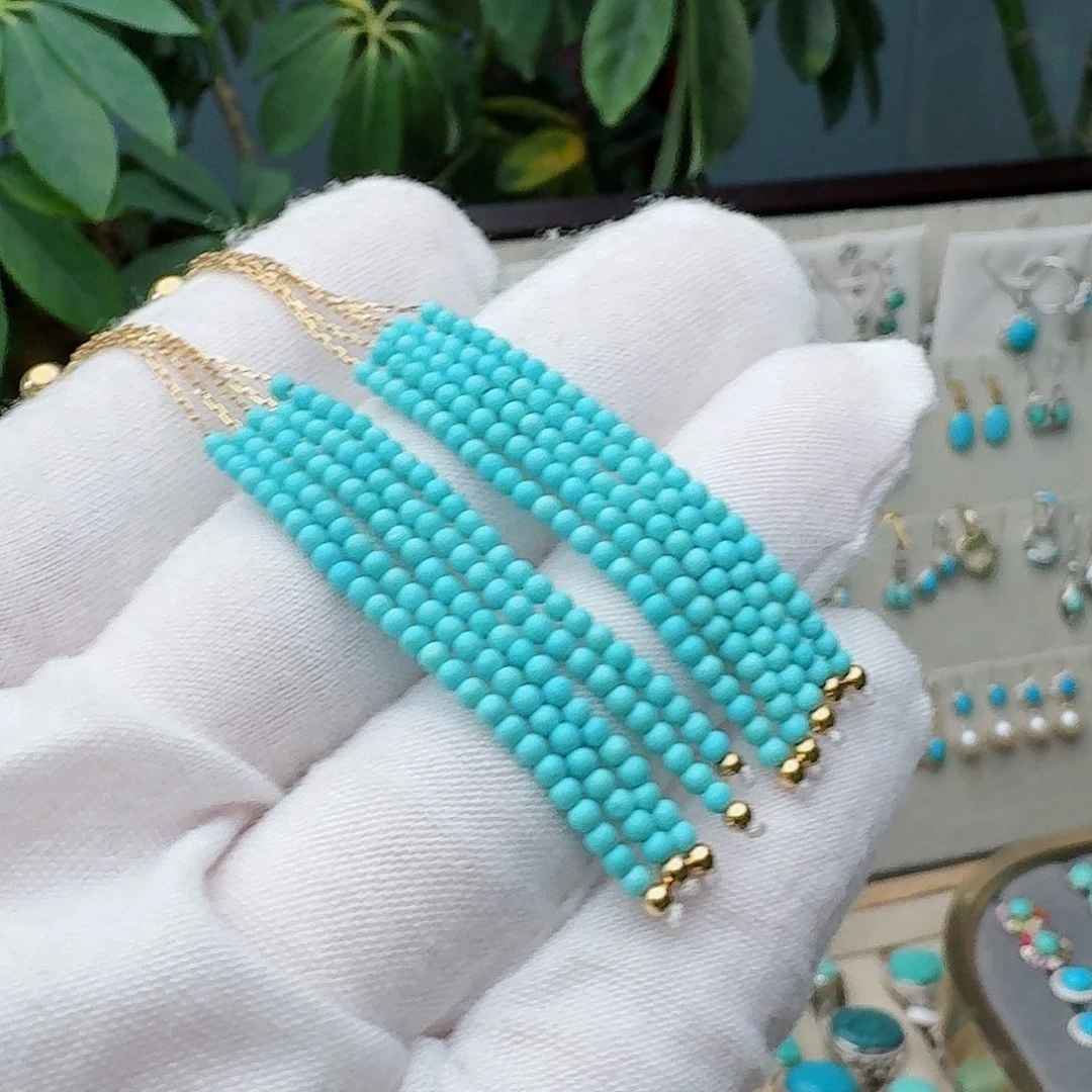 绿松石18K金镶嵌耳饰耳环