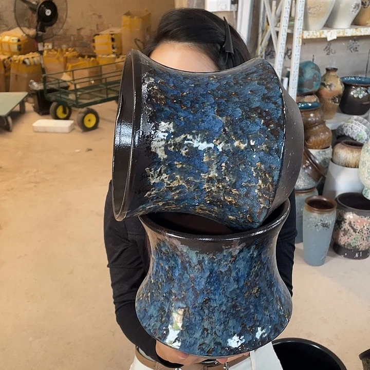 紫砂花盆正品口19高21，