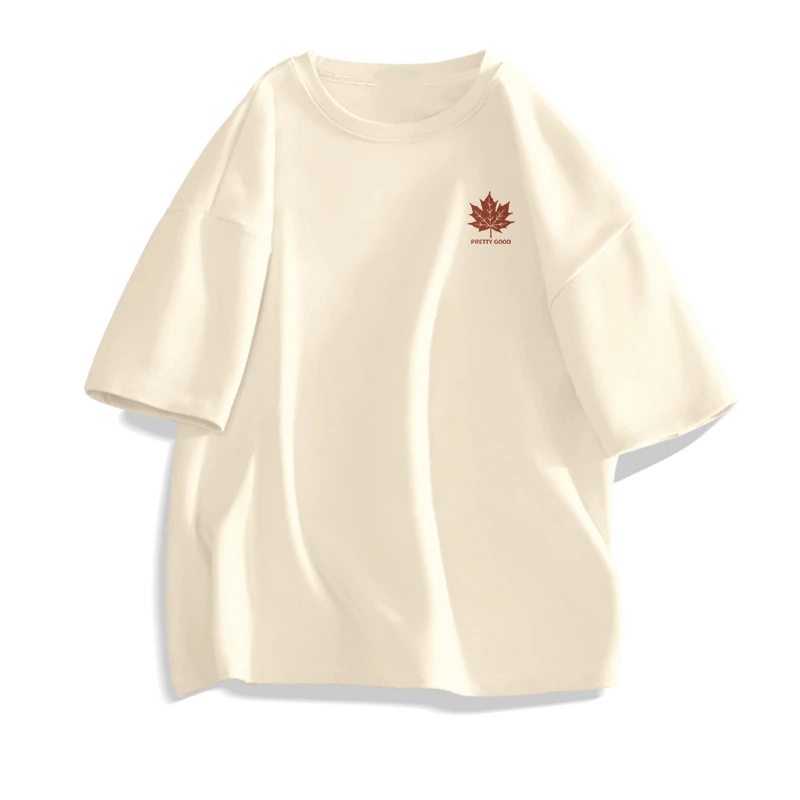 2025新款纯棉休闲夏季圆领T恤短袖潮流百搭宽松枫叶红X胸