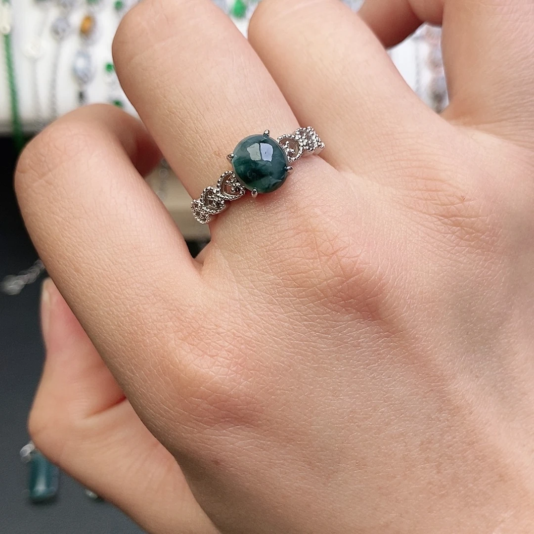 翡翠银S925镶嵌戒指