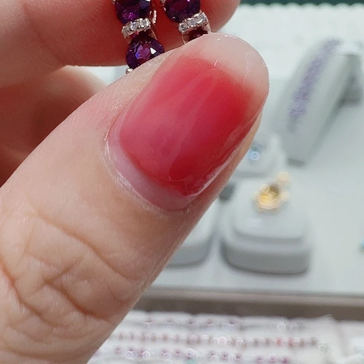 石榴石耳饰银S925镶嵌