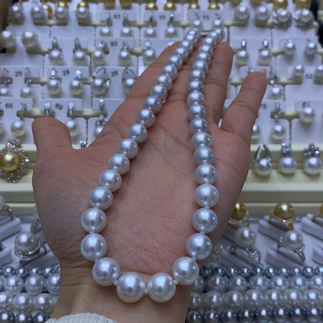 海水珍珠项链未镶嵌9-12mm澳白正圆