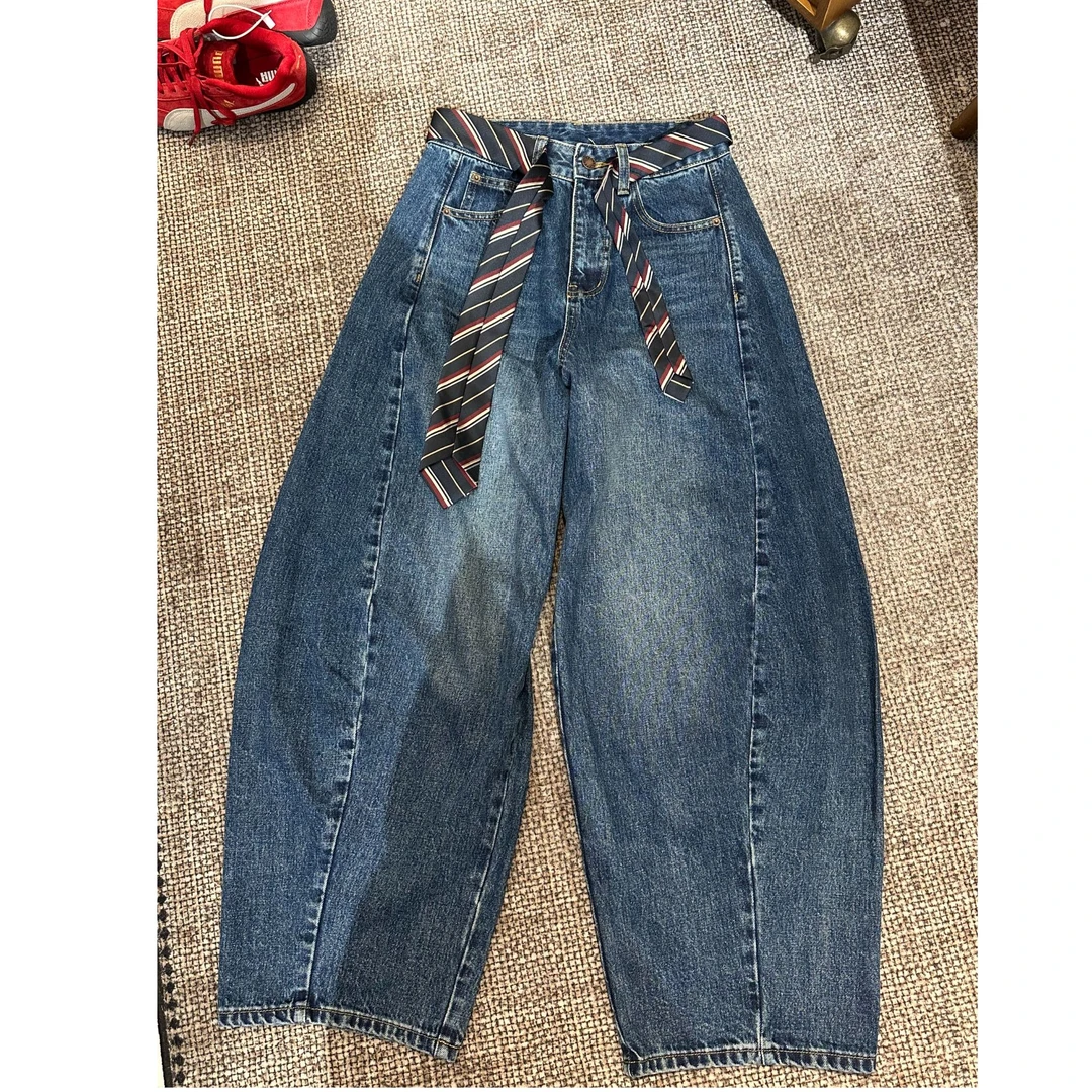 【NO退NO换 不回娘家】领带阔腿弯刀牛仔裤 325814