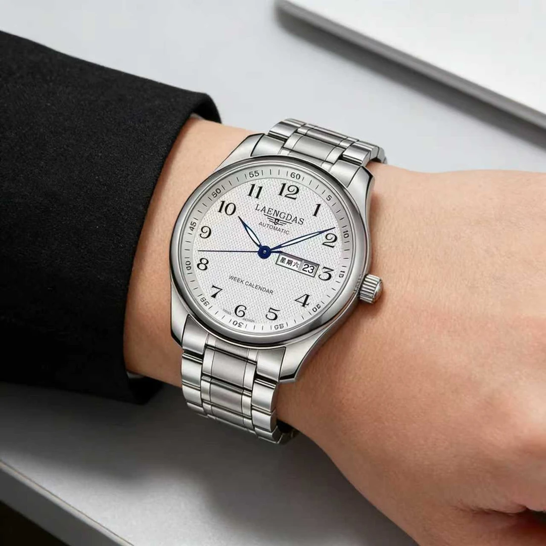 【三年只换不修五年质保】顶奢款精钢双日历高档商务轻奢腕表J