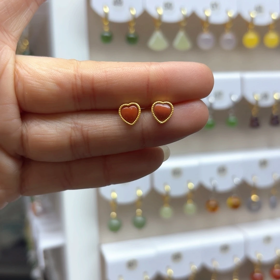 南红玛瑙耳饰银S925镶嵌