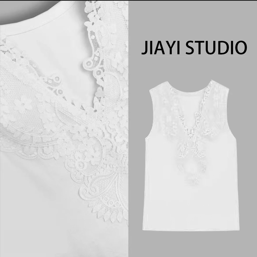珈艺大码春夏蕾丝气质时尚百搭背心65893