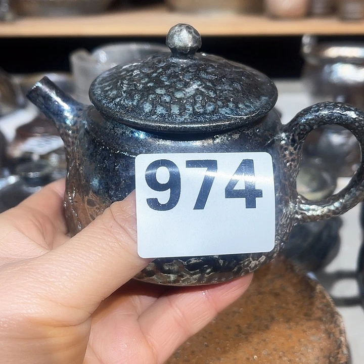 壶高温柴烧陶泥蓝壶