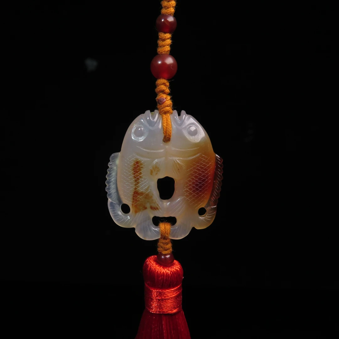 民国玛瑙双鱼挂坠/MZ511099/玛瑙/民族文物