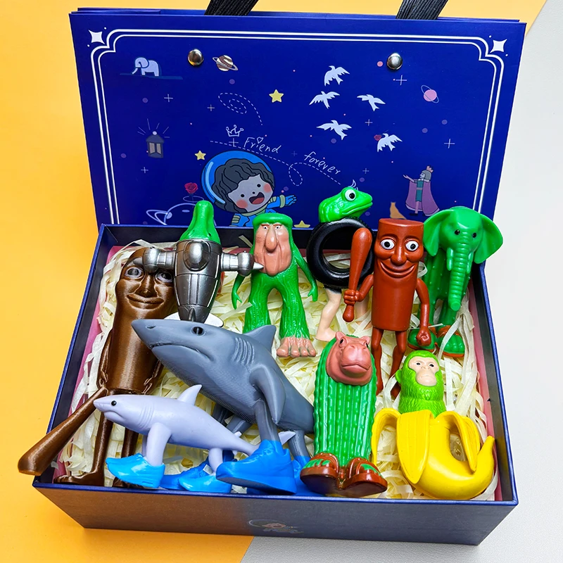 外国AI山海经手办木棍人香蕉猴公仔穿鞋鲨鱼玩偶模型摆件玩具礼物