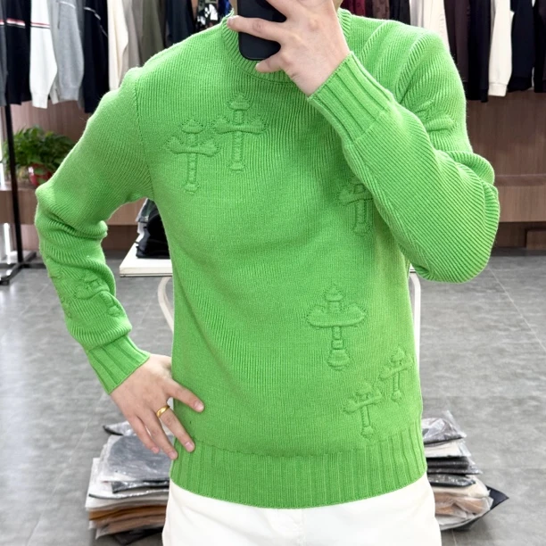 2025男士新品休闲立体字母提花休闲百搭圆领套头针织衫98703