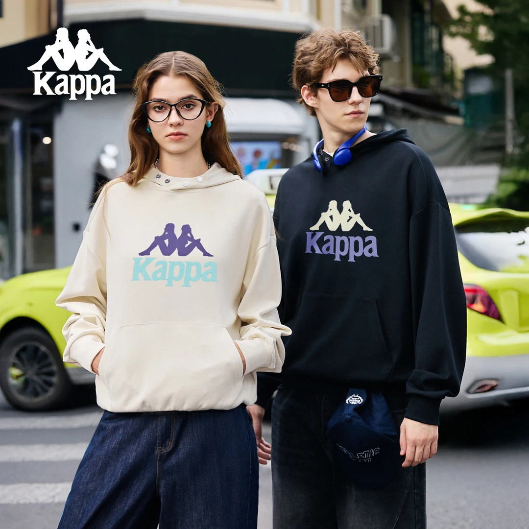 Kappa/卡帕连帽休闲上衣针织男女通用套头柔软长袖运动卫衣